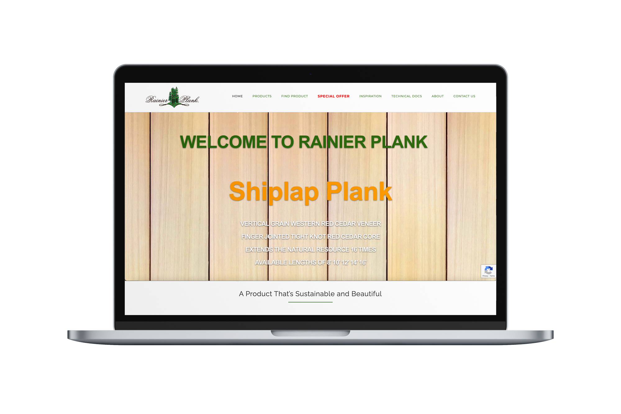 Website before the rebrand, laptop mockup — Rainier Plank